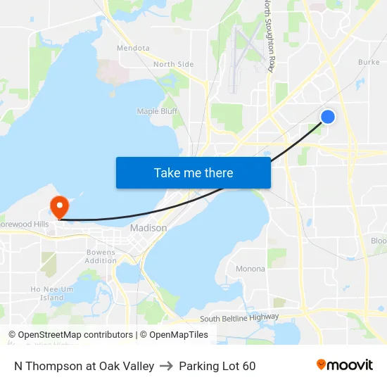 N Thompson at Oak Valley to Parking Lot 60 map