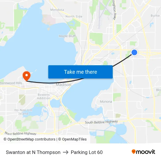 Swanton at N Thompson to Parking Lot 60 map