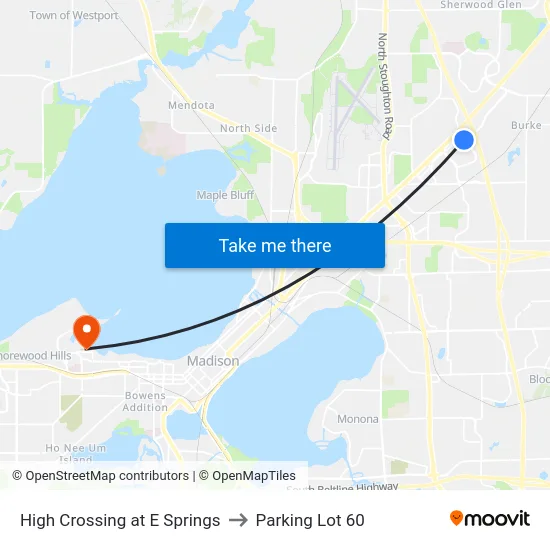 High Crossing at E Springs to Parking Lot 60 map