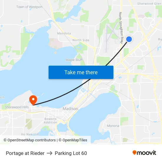 Portage at Rieder to Parking Lot 60 map