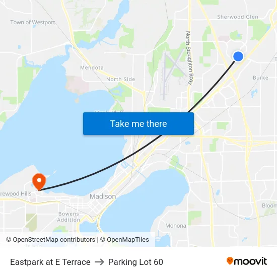 Eastpark at E Terrace to Parking Lot 60 map