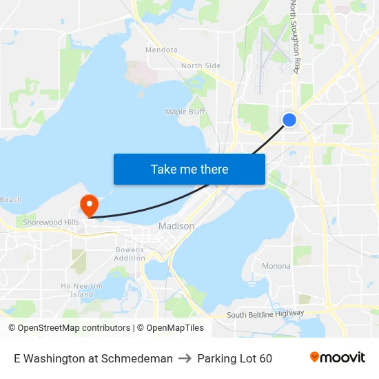 E Washington at Schmedeman to Parking Lot 60 map