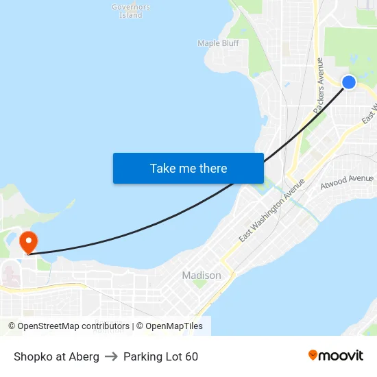 Shopko at Aberg to Parking Lot 60 map