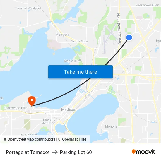 Portage at Tomscot to Parking Lot 60 map