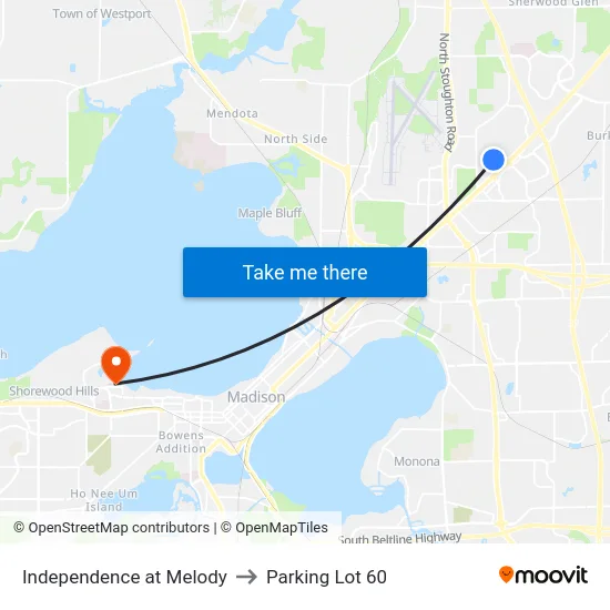 Independence at Melody to Parking Lot 60 map