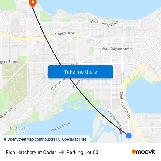 Fish Hatchery at Cedar to Parking Lot 60 map
