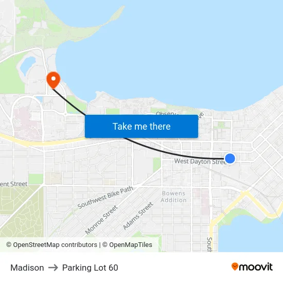 Madison to Parking Lot 60 map