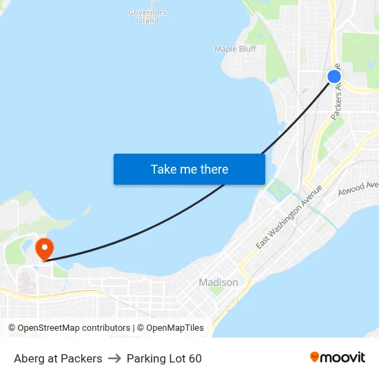 Aberg at Packers to Parking Lot 60 map