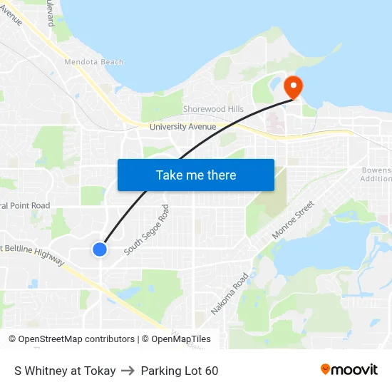 S Whitney at Tokay to Parking Lot 60 map