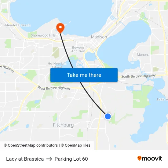 Lacy at Brassica to Parking Lot 60 map