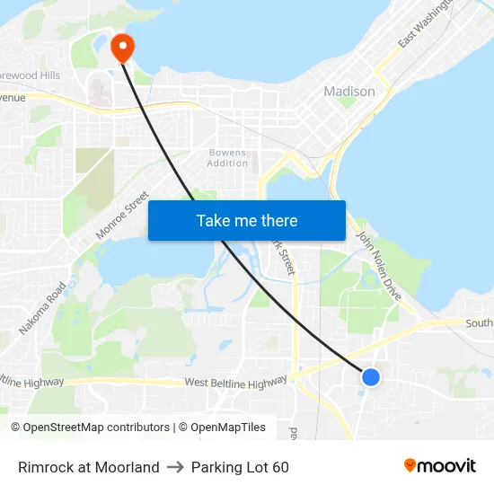 Rimrock at Moorland to Parking Lot 60 map