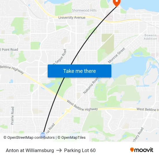 Anton at Williamsburg to Parking Lot 60 map