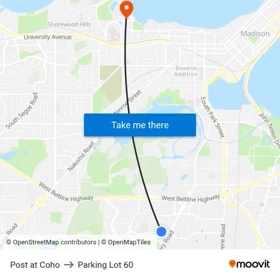 Post at Coho to Parking Lot 60 map