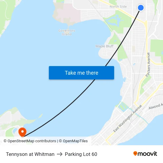 Tennyson at Whitman to Parking Lot 60 map