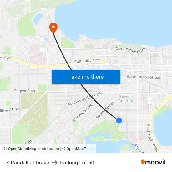 S Randall at Drake to Parking Lot 60 map