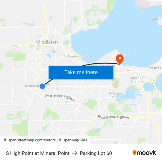 S High Point at Mineral Point to Parking Lot 60 map