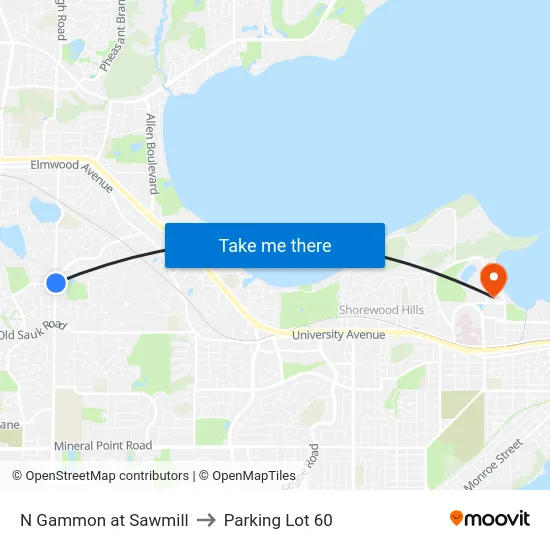 N Gammon at Sawmill to Parking Lot 60 map