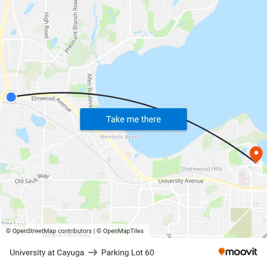 University at Cayuga to Parking Lot 60 map