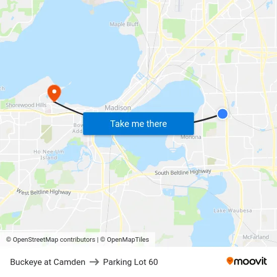 Buckeye at Camden to Parking Lot 60 map