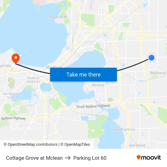 Cottage Grove at Mclean to Parking Lot 60 map