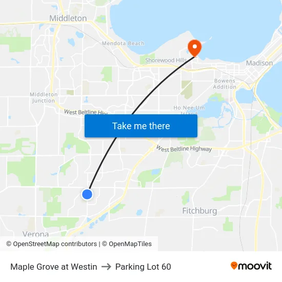 Maple Grove at Westin to Parking Lot 60 map