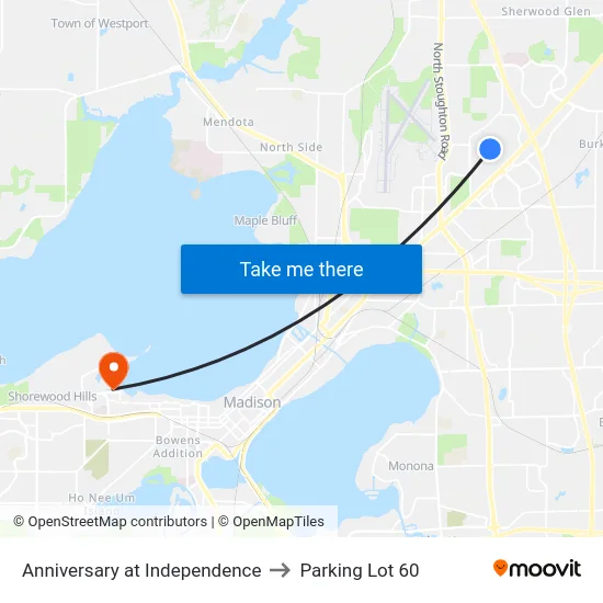 Anniversary at Independence to Parking Lot 60 map