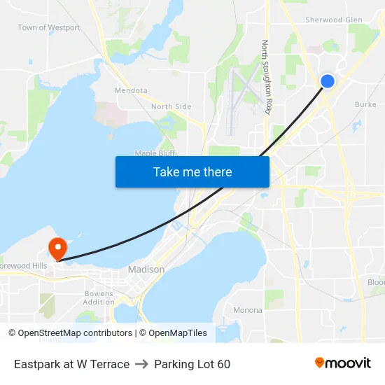 Eastpark at W Terrace to Parking Lot 60 map