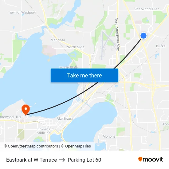 Eastpark at W Terrace to Parking Lot 60 map