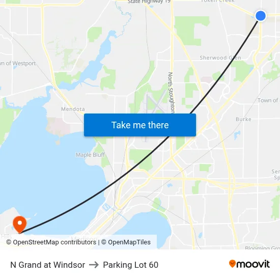 N Grand at Windsor to Parking Lot 60 map