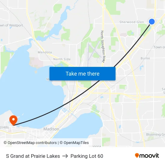 S Grand at Prairie Lakes to Parking Lot 60 map