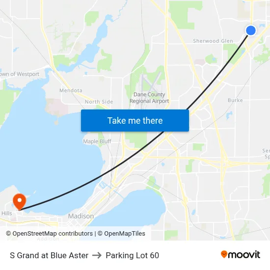 S Grand at Blue Aster to Parking Lot 60 map