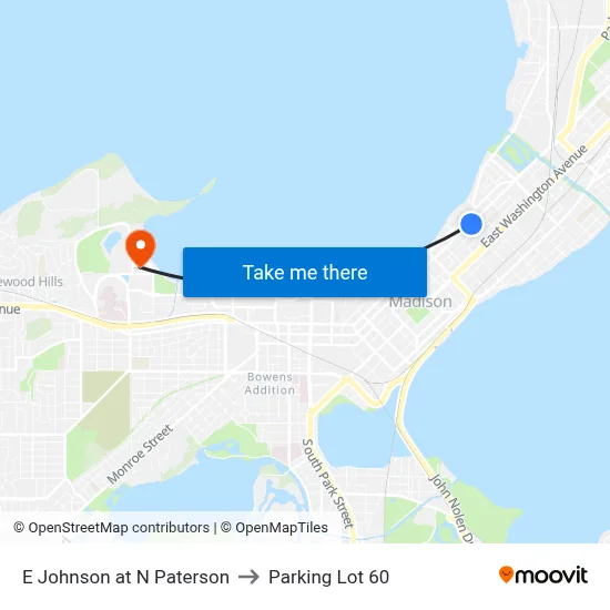 E Johnson at N Paterson to Parking Lot 60 map