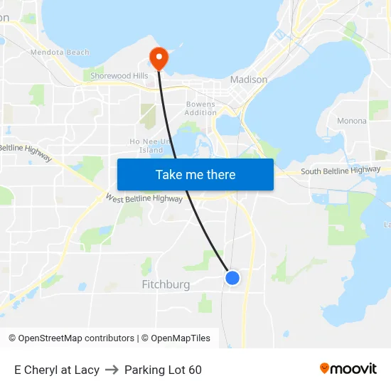 E Cheryl at Lacy to Parking Lot 60 map