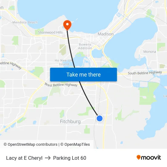 Lacy at E Cheryl to Parking Lot 60 map