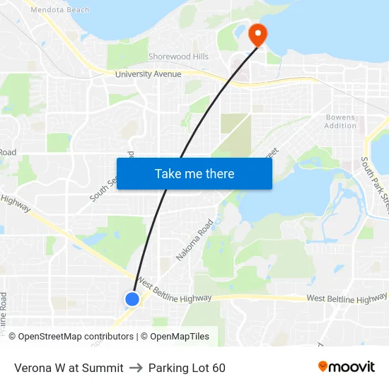 Verona W at Summit to Parking Lot 60 map