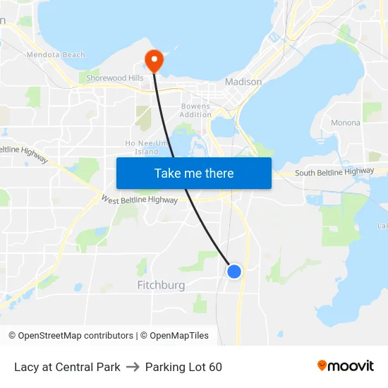 Lacy at Central Park to Parking Lot 60 map