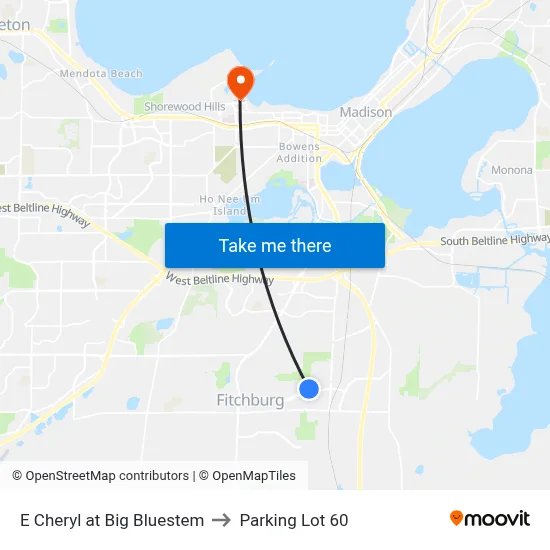 E Cheryl at Big Bluestem to Parking Lot 60 map