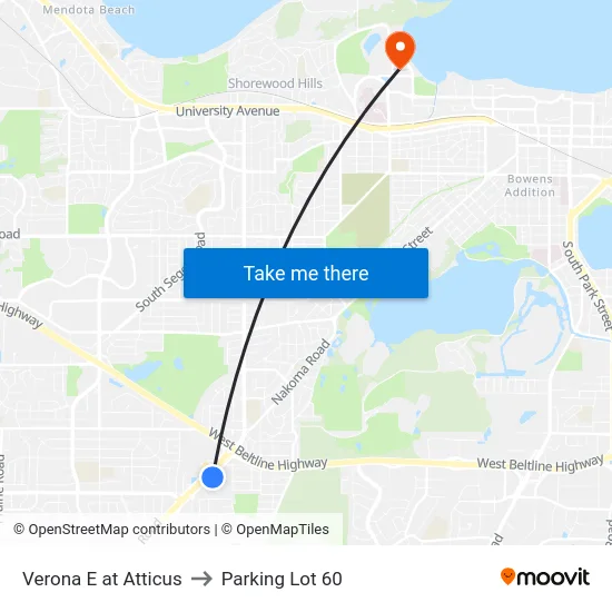 Verona E at Atticus to Parking Lot 60 map