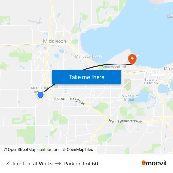 S Junction at Watts to Parking Lot 60 map