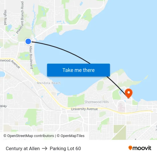 Century at Allen to Parking Lot 60 map