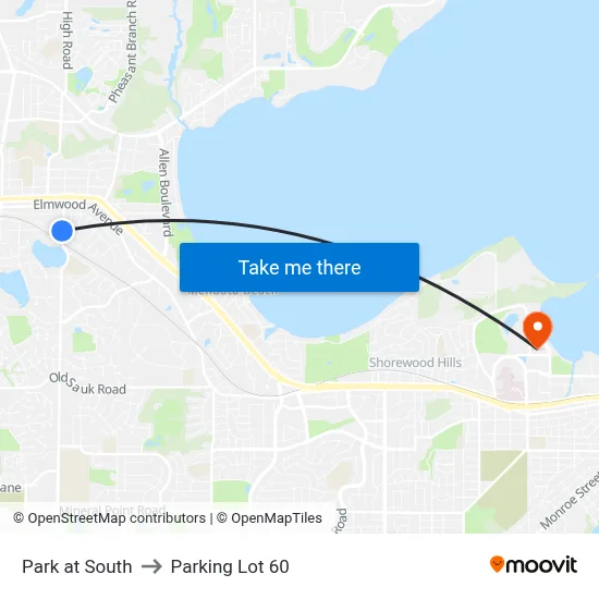 Park at South to Parking Lot 60 map