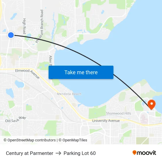 Century at Parmenter to Parking Lot 60 map