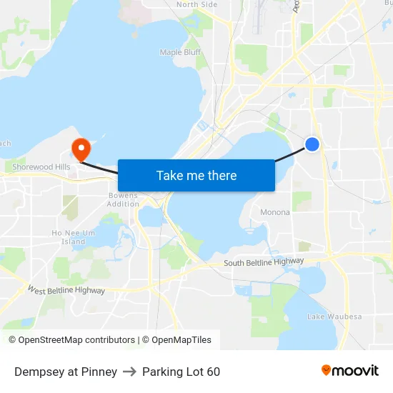 Dempsey at Pinney to Parking Lot 60 map
