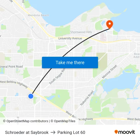 Schroeder at Saybrook to Parking Lot 60 map