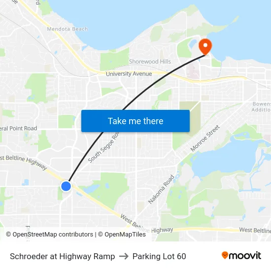 Schroeder at Highway Ramp to Parking Lot 60 map