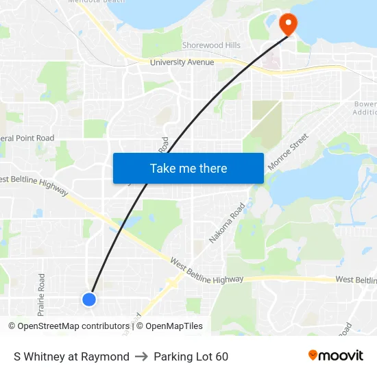 S Whitney at Raymond to Parking Lot 60 map