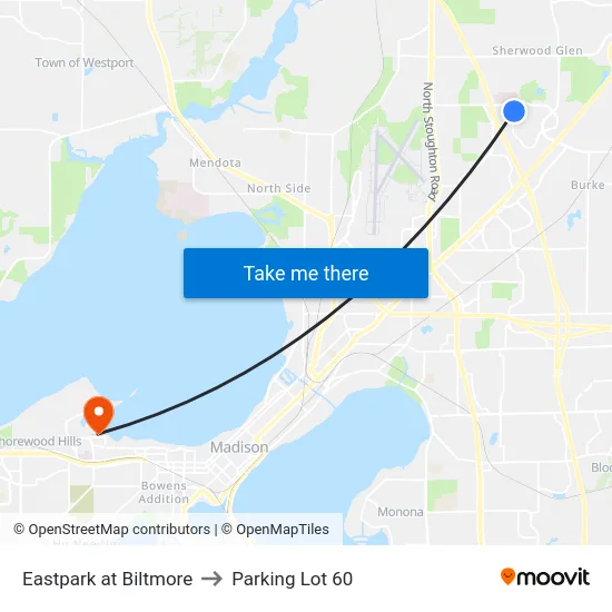Eastpark at Biltmore to Parking Lot 60 map