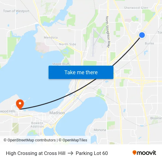 High Crossing at Cross Hill to Parking Lot 60 map
