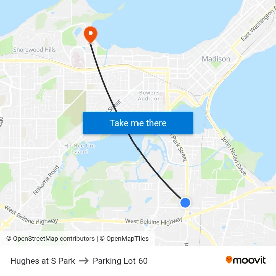 Hughes at S Park to Parking Lot 60 map