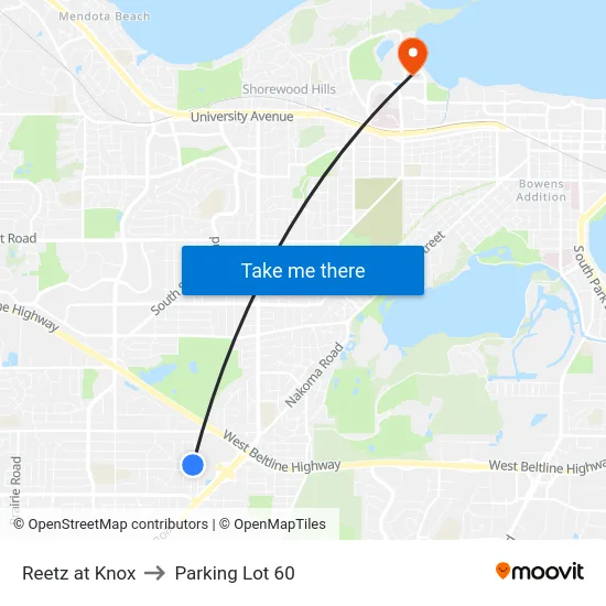 Reetz at Knox to Parking Lot 60 map